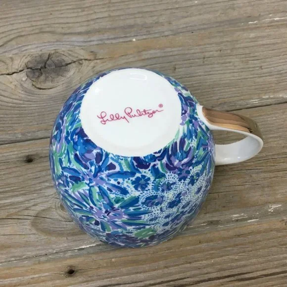 Lilly Pulitzer Ceramic Mug Blue Purple Green Floral Coffee Tea Cup 12 oz - Picture 8 of 8